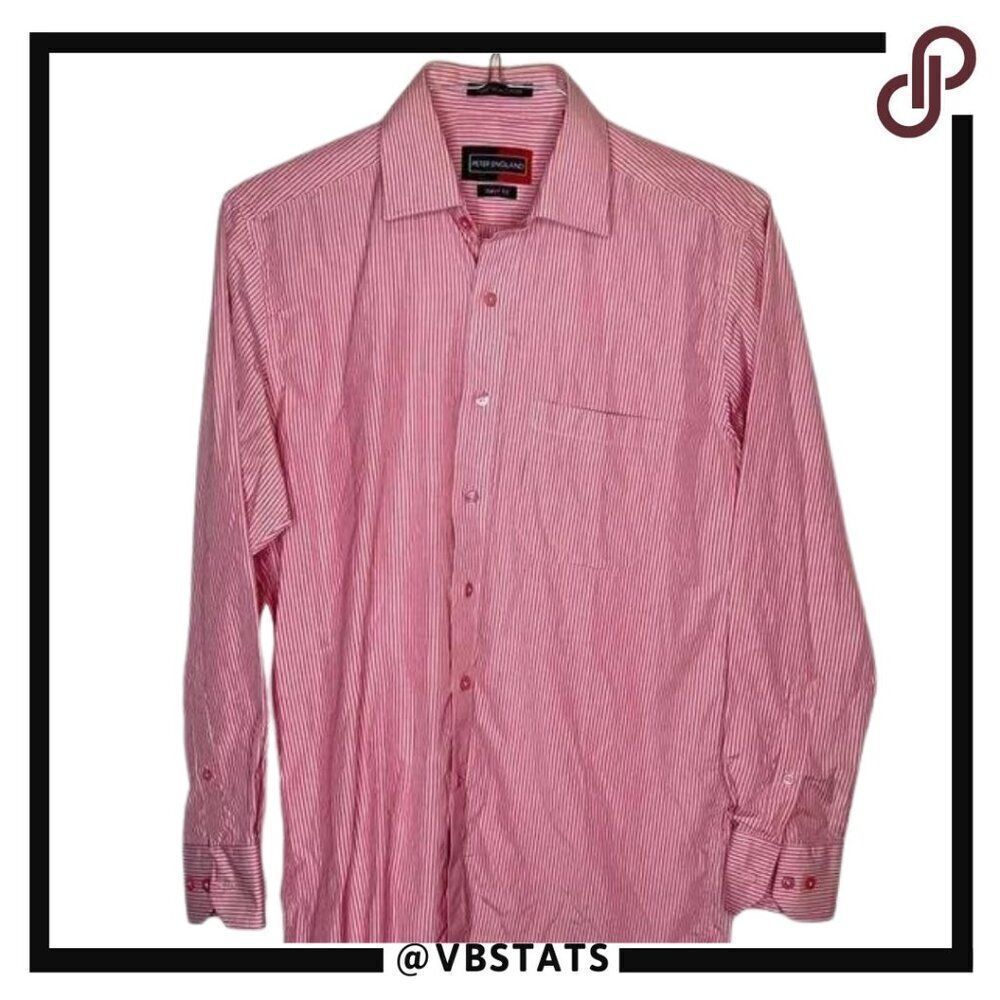 Medium (39 cm) Peter England Red-White LS Shirt‎